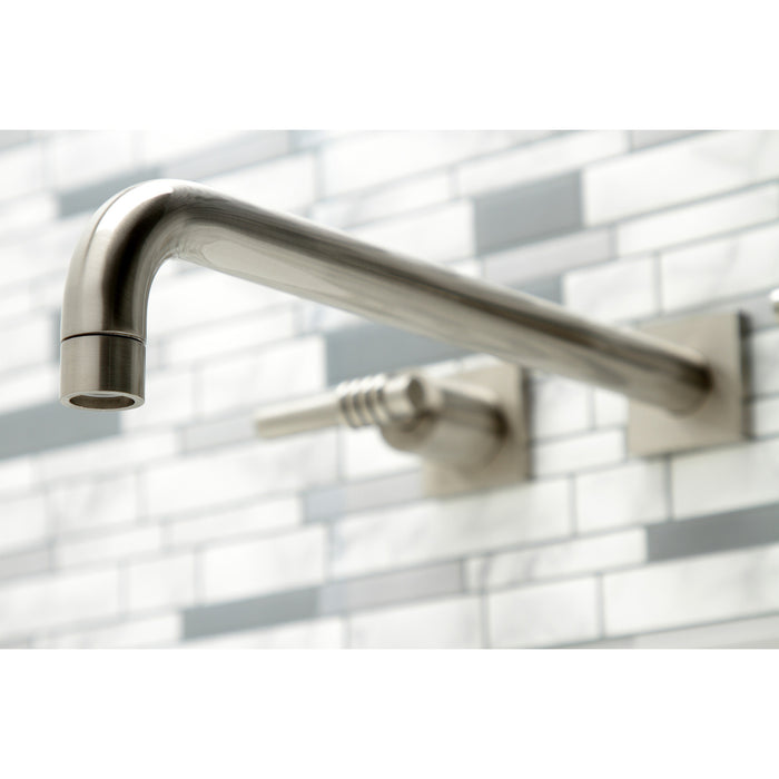 Kingston Tulare KS6048ML - Milano Two-Handle 3-Hole Wall Mount Tub Faucet, Brushed Nickel