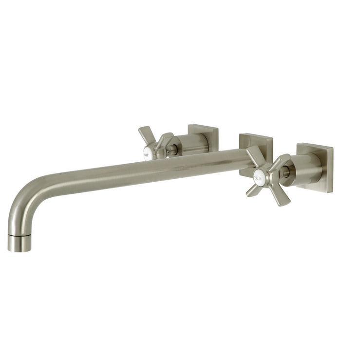 Kingston Tulare KS6048ZX - Millennium Two-Handle 3-Hole Wall Mount Tub Faucet, Brushed Nickel