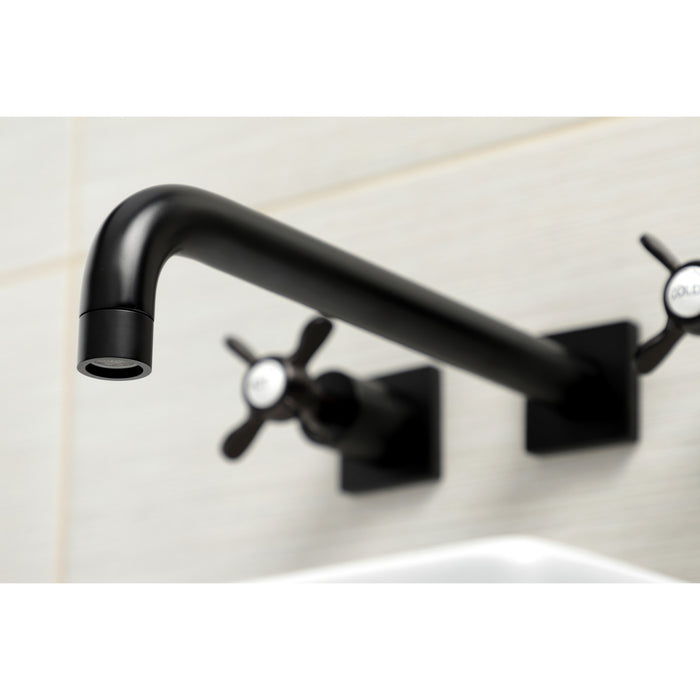 Kingston Tulare KS6050BEX - Essex Two-Handle 3-Hole Wall Mount Tub Faucet, Matte Black