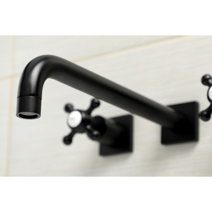 Kingston Tulare KS6050BX - Metropolitan Two-Handle 3-Hole Wall Mount Tub Faucet, Matte Black