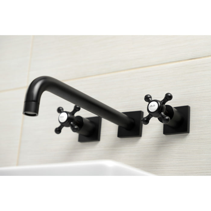 Kingston Tulare KS6050BX - Metropolitan Two-Handle 3-Hole Wall Mount Tub Faucet, Matte Black