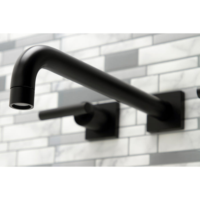 Kingston Sona KS6050CML - Manhattan Two-Handle 3-Hole Wall Mount Tub Faucet, Matte Black