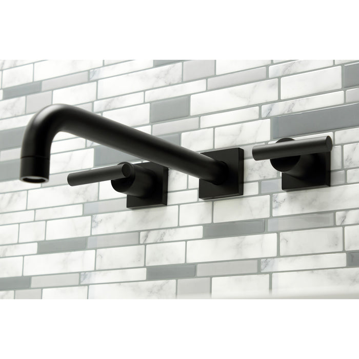 Kingston Sona KS6050CML - Manhattan Two-Handle 3-Hole Wall Mount Tub Faucet, Matte Black
