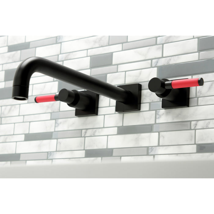 Kingston Sona KS6050DKL - Kaiser Two-Handle 3-Hole Wall Mount Tub Faucet, Matte Black