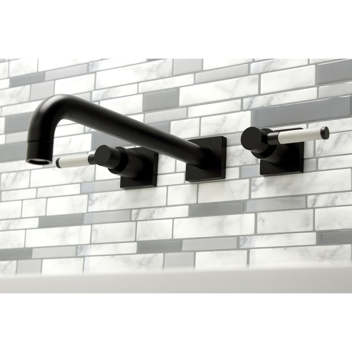 Kingston Sona KS6050DKL - Kaiser Two-Handle 3-Hole Wall Mount Tub Faucet, Matte Black