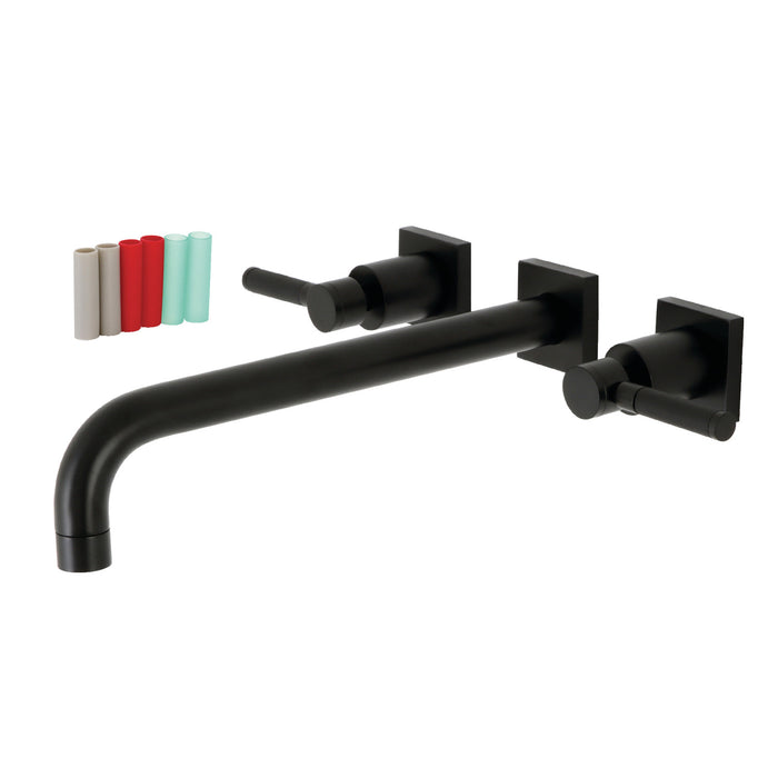 Kingston Sona KS6050DKL - Kaiser Two-Handle 3-Hole Wall Mount Tub Faucet, Matte Black