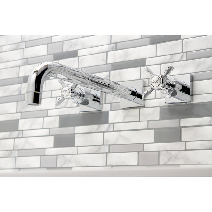 Kingston Tulare KS6051BEX - Essex Two-Handle 3-Hole Wall Mount Tub Faucet, Polished Chrome