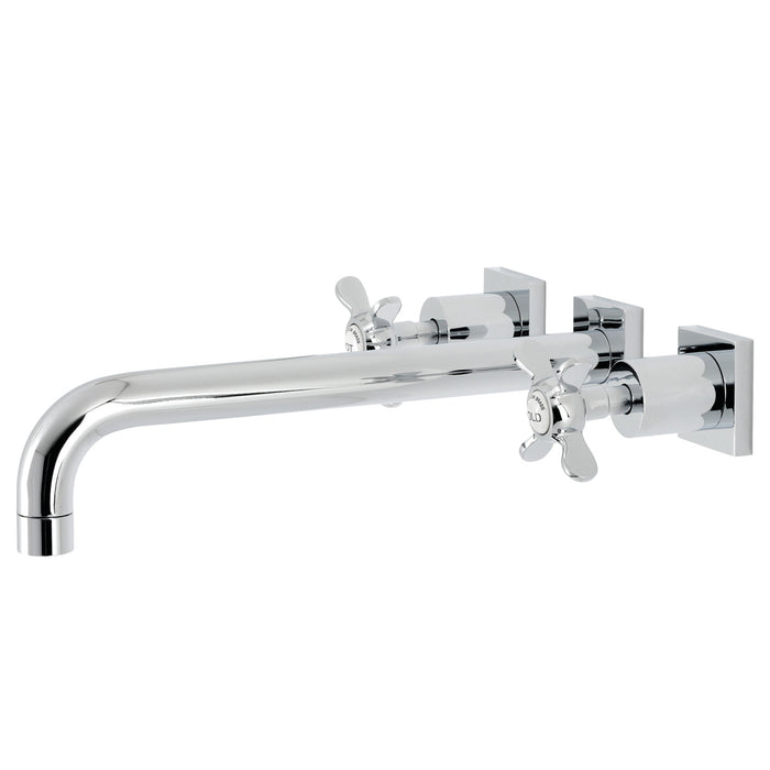 Kingston Tulare KS6051BEX - Essex Two-Handle 3-Hole Wall Mount Tub Faucet, Polished Chrome