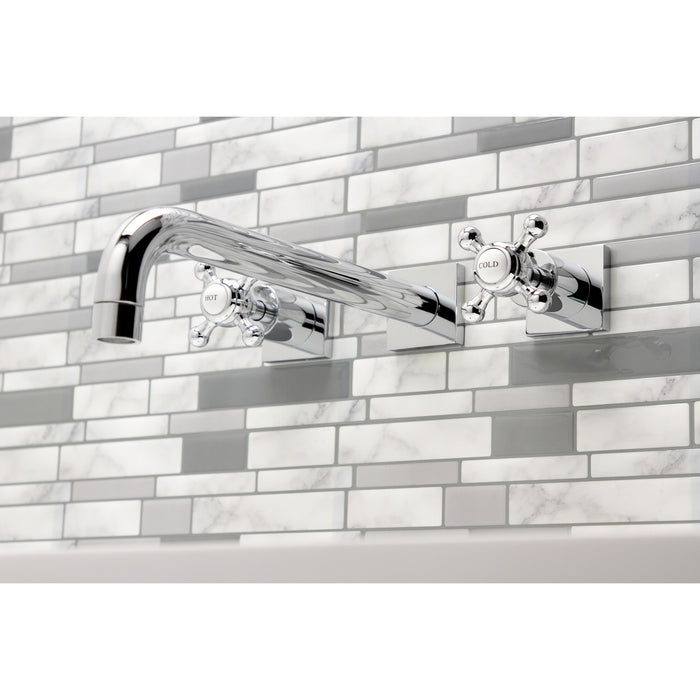 Kingston Tulare KS6051BX - Metropolitan Two-Handle 3-Hole Wall Mount Tub Faucet, Polished Chrome