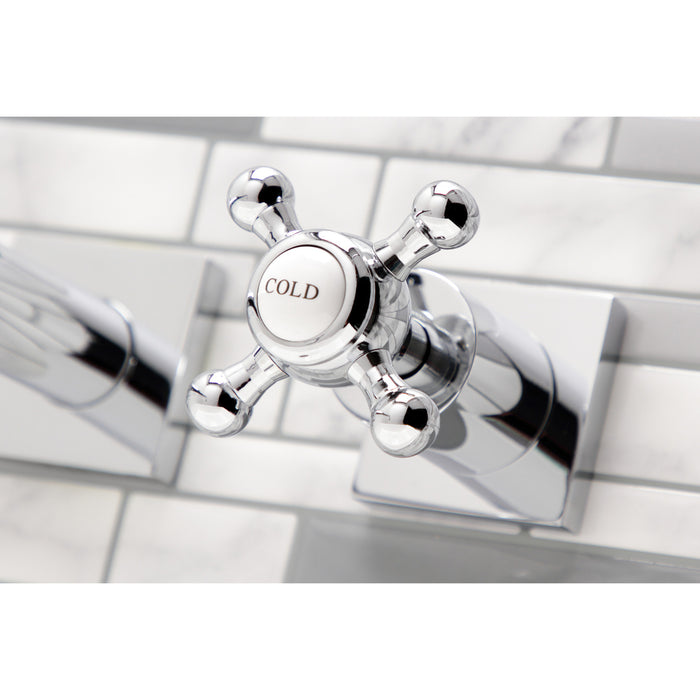 Kingston Tulare KS6051BX - Metropolitan Two-Handle 3-Hole Wall Mount Tub Faucet, Polished Chrome