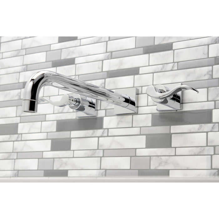 Kingston Tulare KS6051DFL - NuWave Two-Handle 3-Hole Wall Mount Tub Faucet, Polished Chrome