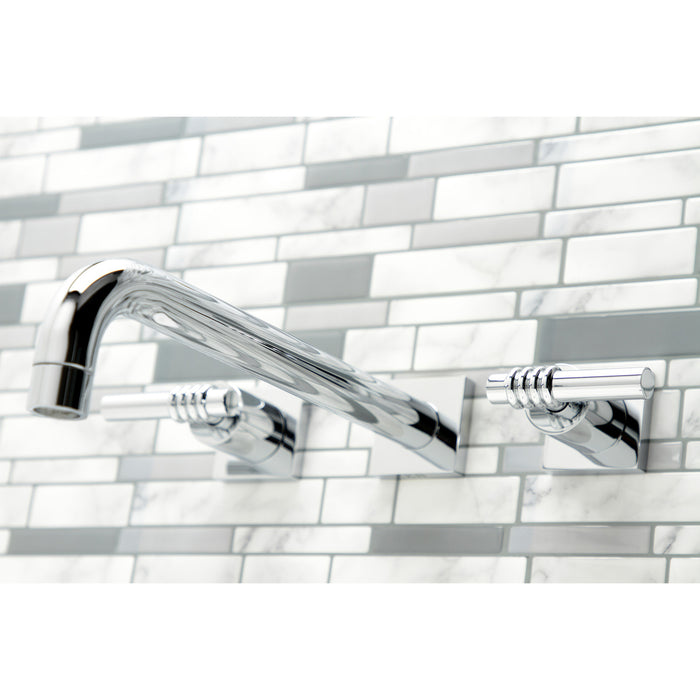 Kingston Tulare KS6051ML - Milano Two-Handle 3-Hole Wall Mount Tub Faucet, Polished Chrome