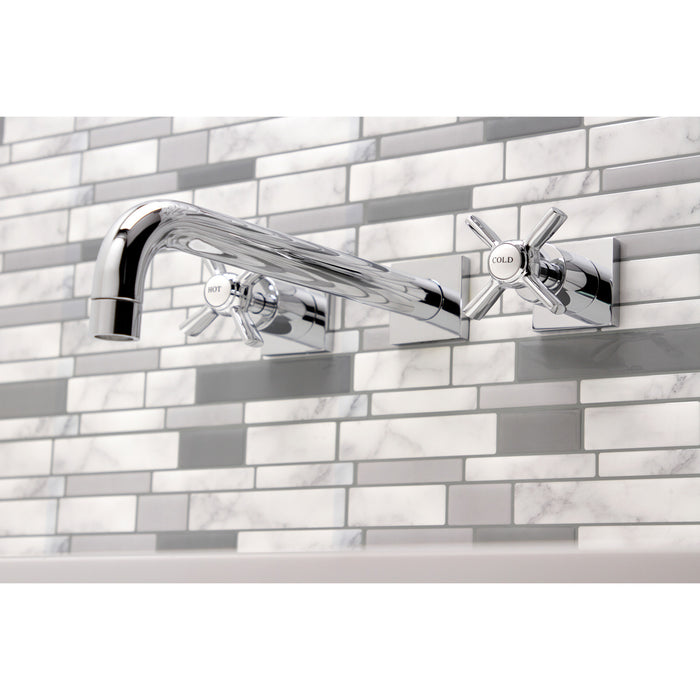 Kingston Tulare KS6051ZX - Millennium Two-Handle 3-Hole Wall Mount Tub Faucet, Polished Chrome