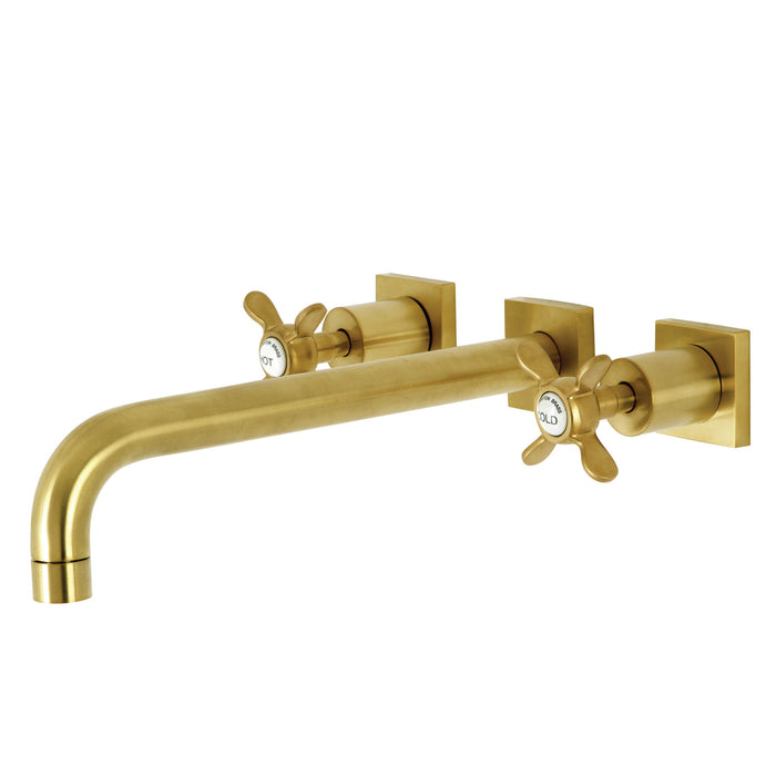 Kingston Tulare KS6057BEX - Essex Two-Handle 3-Hole Wall Mount Tub Faucet, Brushed Brass