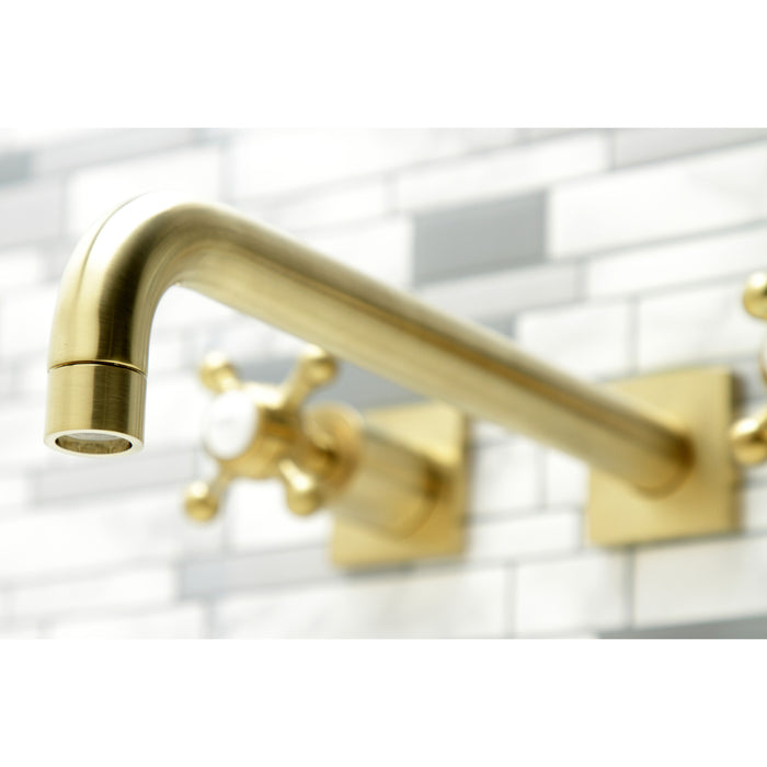Kingston Tulare KS6057BX - Metropolitan Two-Handle 3-Hole Wall Mount Tub Faucet, Brushed Brass