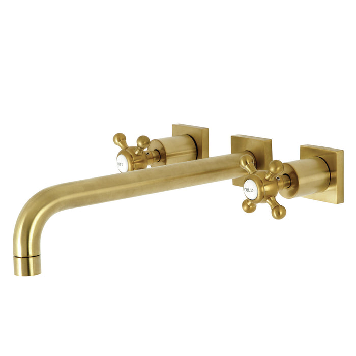 Kingston Tulare KS6057BX - Metropolitan Two-Handle 3-Hole Wall Mount Tub Faucet, Brushed Brass