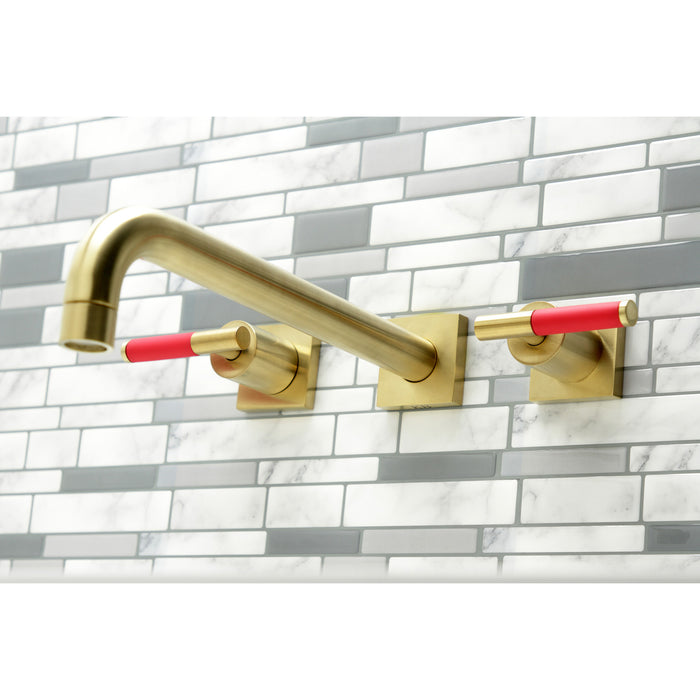 Kingston Sona KS6057CKL - Kaiser Two-Handle 3-Hole Wall Mount Tub Faucet, Brushed Brass