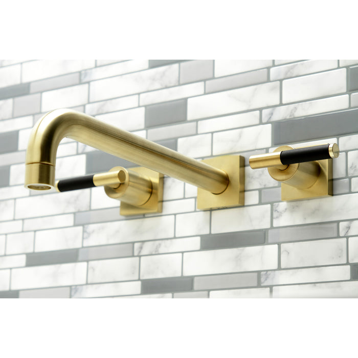 Kingston Sona KS6057CKL - Kaiser Two-Handle 3-Hole Wall Mount Tub Faucet, Brushed Brass