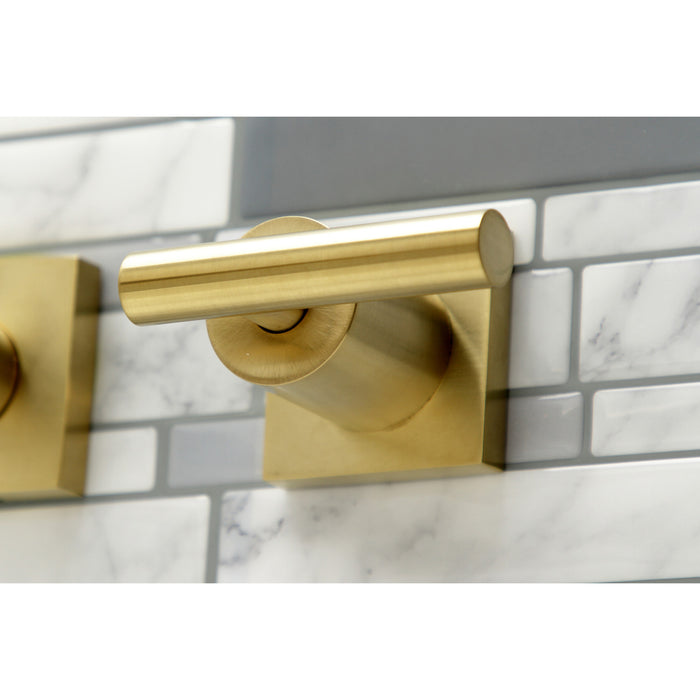 Kingston Sona KS6057CML - Manhattan Two-Handle 3-Hole Wall Mount Tub Faucet, Brushed Brass