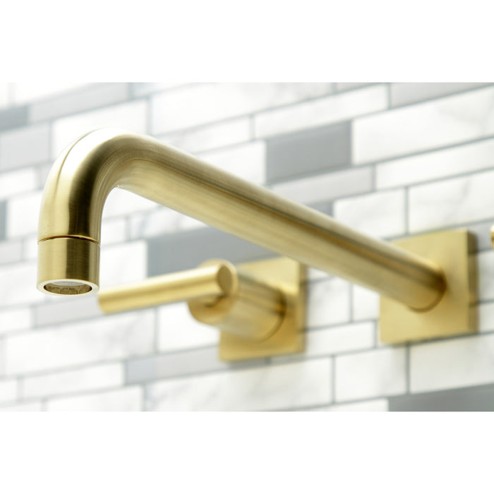 Kingston Sona KS6057CML - Manhattan Two-Handle 3-Hole Wall Mount Tub Faucet, Brushed Brass