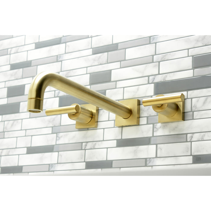 Kingston Sona KS6057CML - Manhattan Two-Handle 3-Hole Wall Mount Tub Faucet, Brushed Brass
