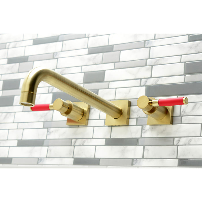 Kingston Sona KS6057DKL - Kaiser Two-Handle 3-Hole Wall Mount Tub Faucet, Brushed Brass