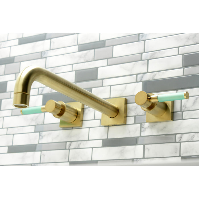 Kingston Sona KS6057DKL - Kaiser Two-Handle 3-Hole Wall Mount Tub Faucet, Brushed Brass