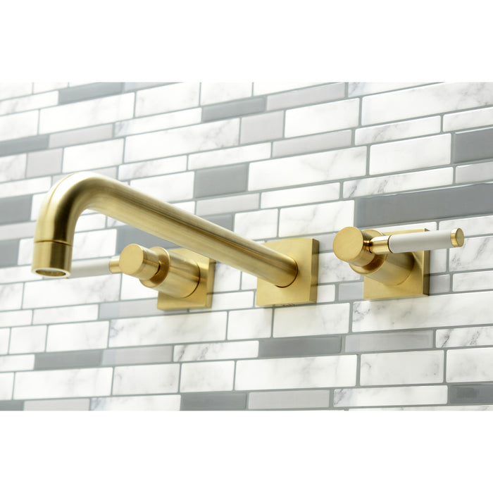 Kingston Sona KS6057DKL - Kaiser Two-Handle 3-Hole Wall Mount Tub Faucet, Brushed Brass