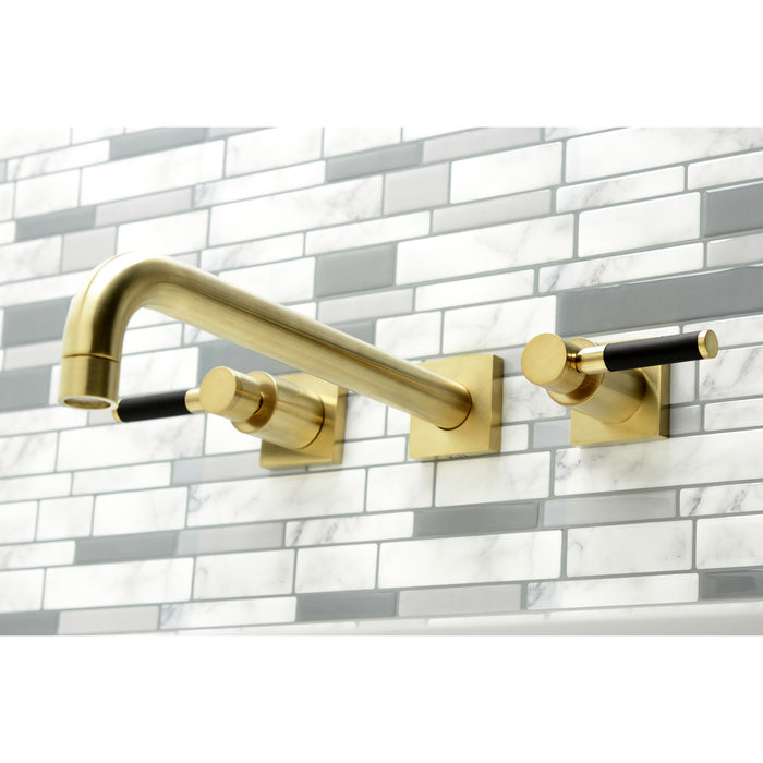Kingston Sona KS6057DKL - Kaiser Two-Handle 3-Hole Wall Mount Tub Faucet, Brushed Brass