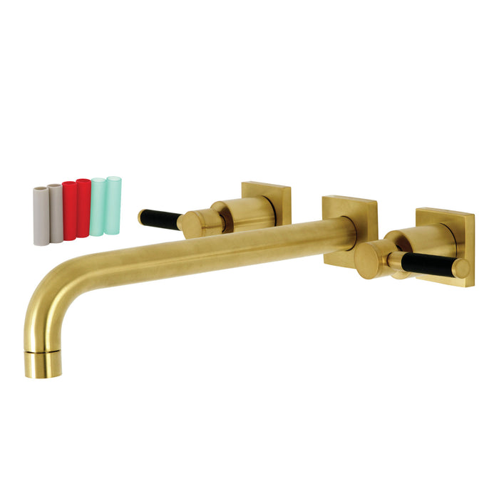 Kingston Sona KS6057DKL - Kaiser Two-Handle 3-Hole Wall Mount Tub Faucet, Brushed Brass