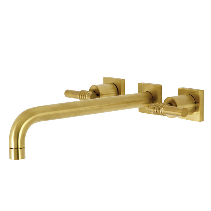 Kingston Tulare KS6057ML - Milano Two-Handle 3-Hole Wall Mount Tub Faucet, Brushed Brass