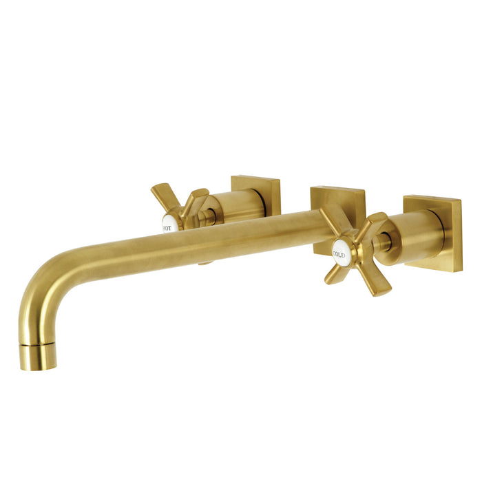 Kingston Tulare KS6057ZX - Millennium Two-Handle 3-Hole Wall Mount Tub Faucet, Brushed Brass