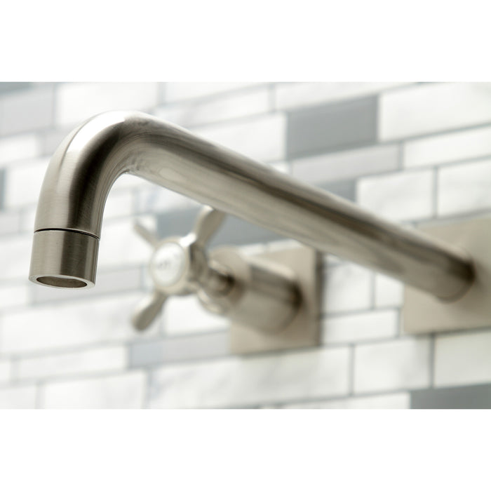 Kingston Tulare KS6058BEX - Essex Two-Handle 3-Hole Wall Mount Tub Faucet, Brushed Nickel