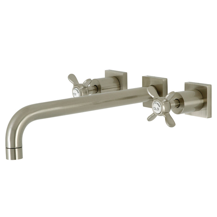 Kingston Tulare KS6058BEX - Essex Two-Handle 3-Hole Wall Mount Tub Faucet, Brushed Nickel