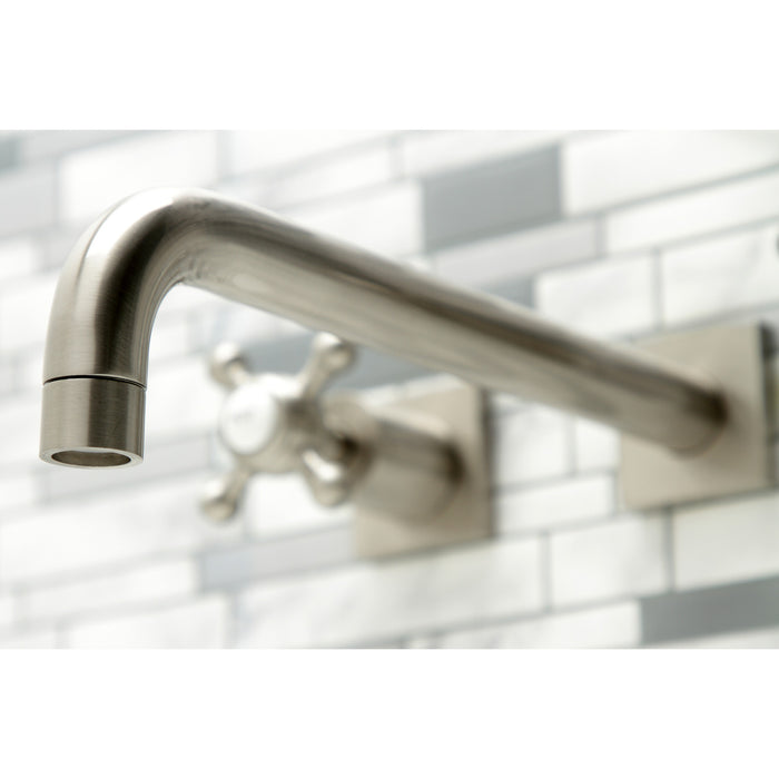 Kingston Tulare KS6058BX - Metropolitan Two-Handle 3-Hole Wall Mount Tub Faucet, Brushed Nickel