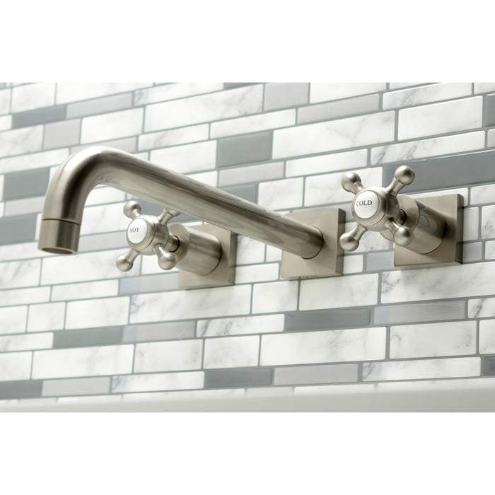 Kingston Tulare KS6058BX - Metropolitan Two-Handle 3-Hole Wall Mount Tub Faucet, Brushed Nickel
