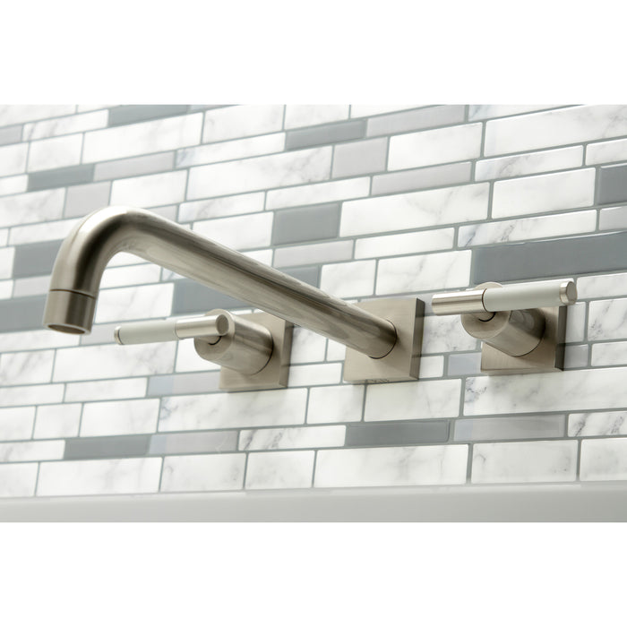 Kingston Sona KS6058CKL - Kaiser Two-Handle 3-Hole Wall Mount Tub Faucet, Brushed Nickel