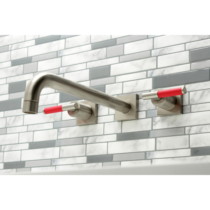 Kingston Sona KS6058CKL - Kaiser Two-Handle 3-Hole Wall Mount Tub Faucet, Brushed Nickel