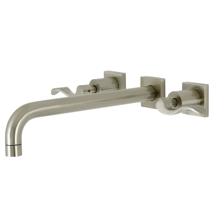 Kingston Tulare KS6058DFL - NuWave Two-Handle 3-Hole Wall Mount Tub Faucet, Brushed Nickel