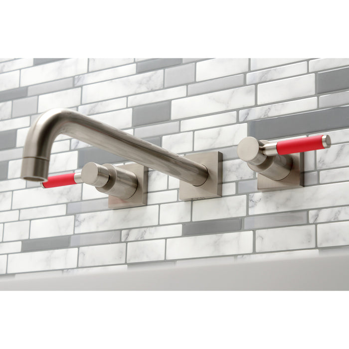 Kingston Sona KS6058DKL - Kaiser Two-Handle 3-Hole Wall Mount Tub Faucet, Brushed Nickel