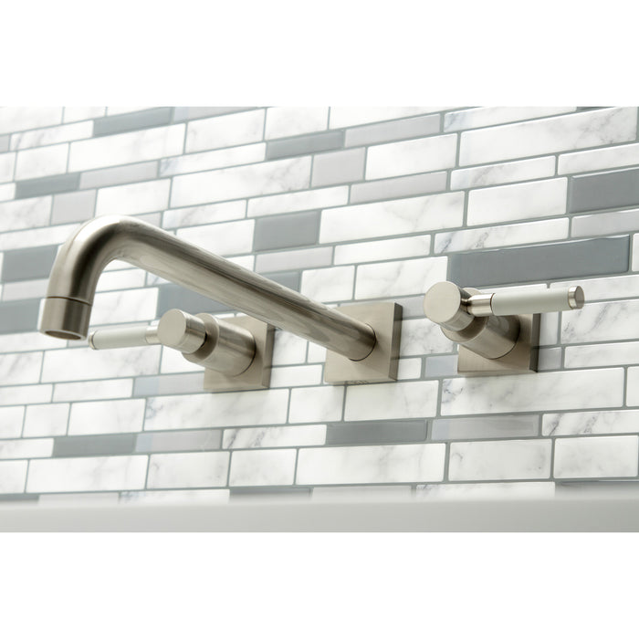 Kingston Sona KS6058DKL - Kaiser Two-Handle 3-Hole Wall Mount Tub Faucet, Brushed Nickel