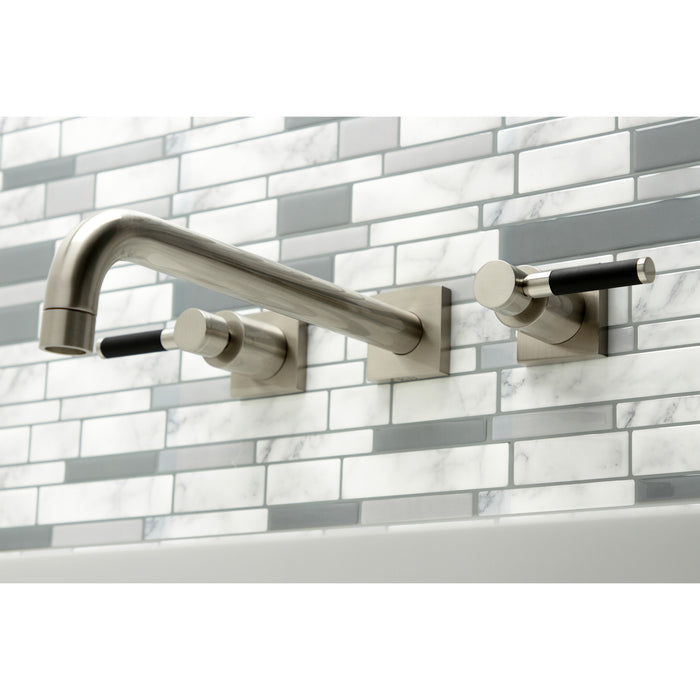 Kingston Sona KS6058DKL - Kaiser Two-Handle 3-Hole Wall Mount Tub Faucet, Brushed Nickel