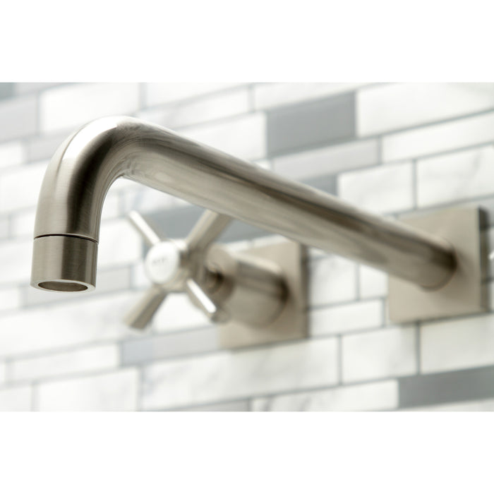 Kingston Tulare KS6058ZX - Millennium Two-Handle 3-Hole Wall Mount Tub Faucet, Brushed Nickel
