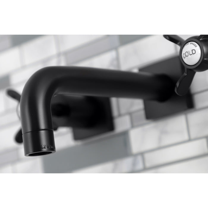 Kingston Tulare KS6120BEX - Essex Double-Handle 3-Hole Wall Mount Bathroom Faucet, Matte Black