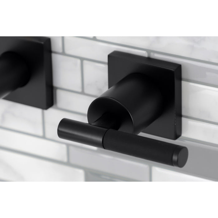 Kingston Sona KS6120CKL - Kaiser Double-Handle 3-Hole Wall Mount Bathroom Faucet, Matte Black