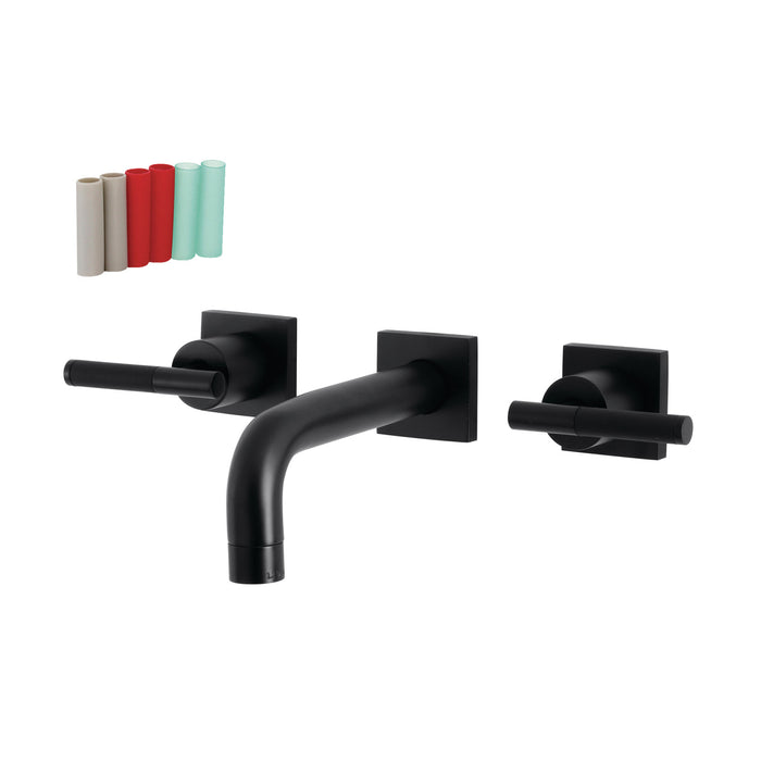 Kingston Sona KS6120CKL - Kaiser Double-Handle 3-Hole Wall Mount Bathroom Faucet, Matte Black