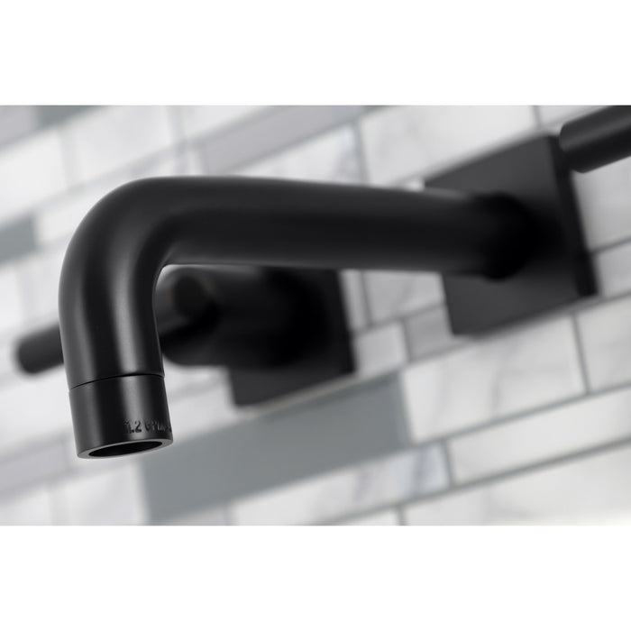 Kingston Sona KS6120CML - Manhattan Double-Handle 3-Hole Wall Mount Bathroom Faucet, Matte Black