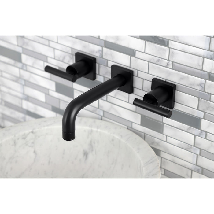 Kingston Sona KS6120CML - Manhattan Double-Handle 3-Hole Wall Mount Bathroom Faucet, Matte Black