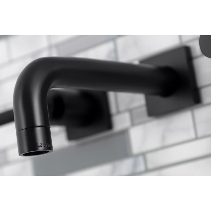 Kingston Sona KS6120DKL - Kaiser Double-Handle 3-Hole Wall Mount Bathroom Faucet, Matte Black