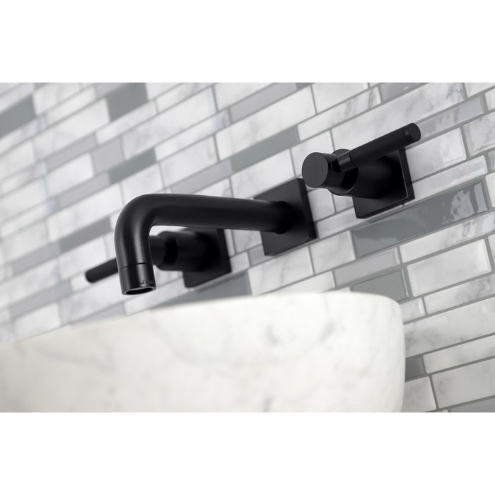 Kingston Sona KS6120DKL - Kaiser Double-Handle 3-Hole Wall Mount Bathroom Faucet, Matte Black
